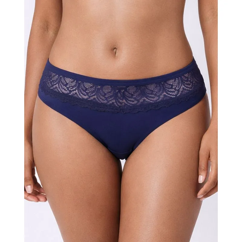 Calcinha Feminina Fio Duplo com Renda Marinho P