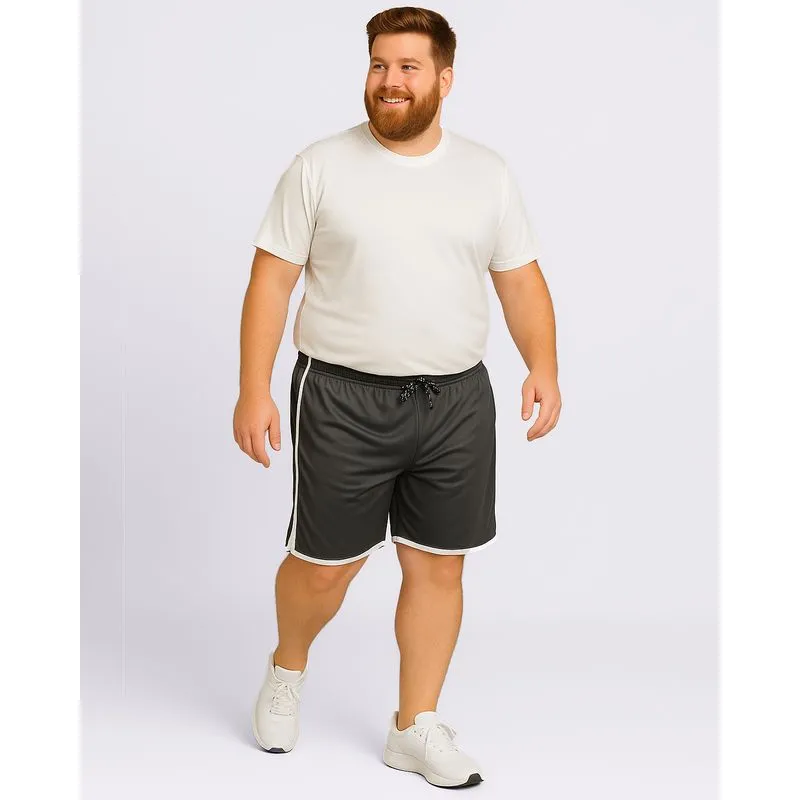 Bermuda Esportiva Plus Size Masculina com Listras Cinza G2