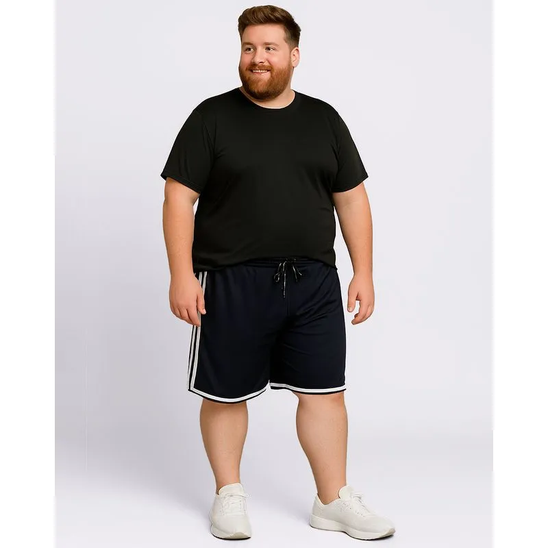 Bermuda Esportiva Plus Size Masculina com Listras Marinho G1