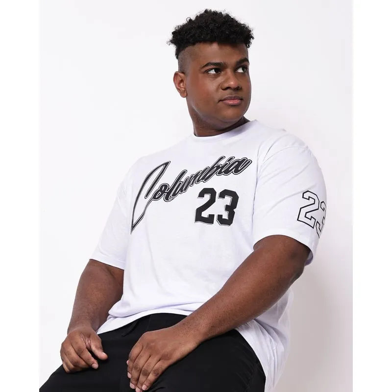 Camiseta Masculina Plus Size Manga Curta Columbia Branca G1