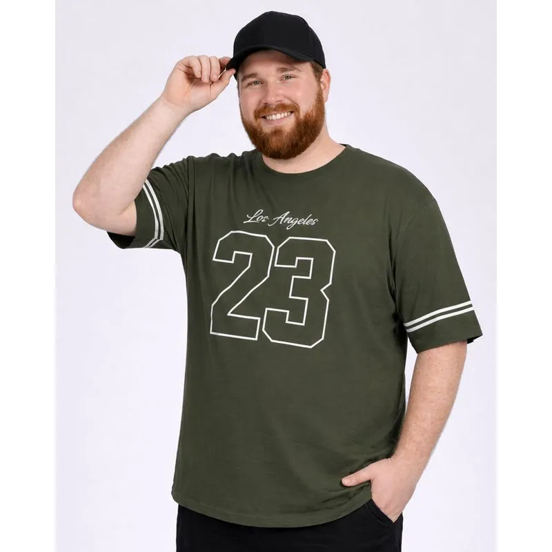 Camiseta Plus Size Masculina Algodão Estampa Los Angeles Verde G1