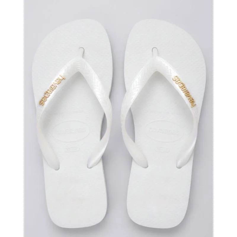 Chinelo Havaianas Feminino Detalhe Dourado Branco 39/40
