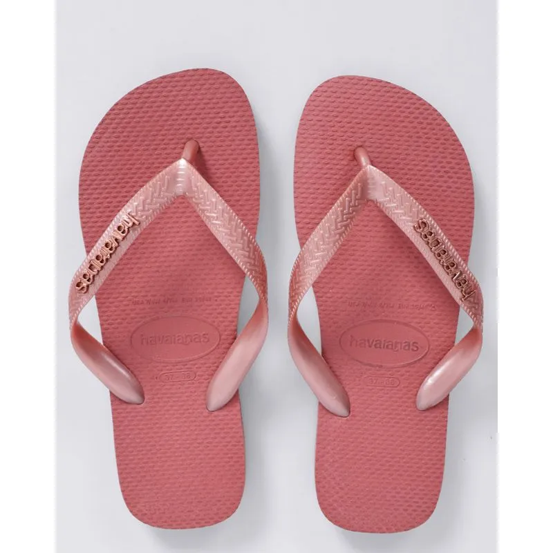 Chinelo Havaianas Feminina Top Logo Metálico Rosa 41/42