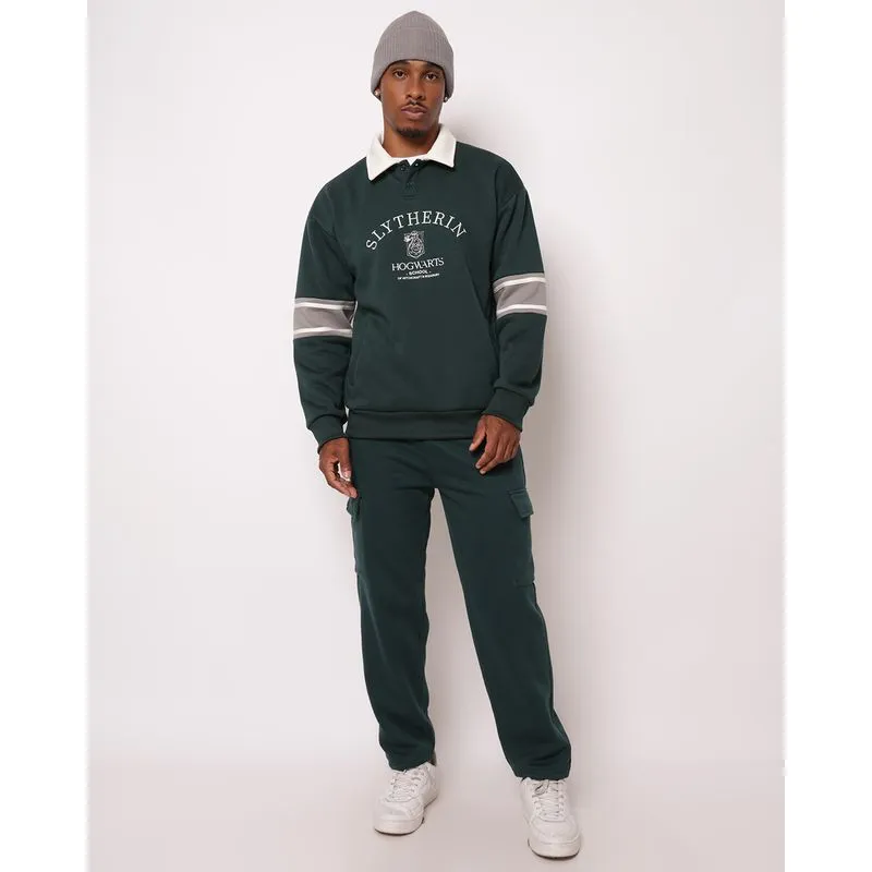 Calça Moletom Masculina Oversized com Bolsos Cargo Verde P