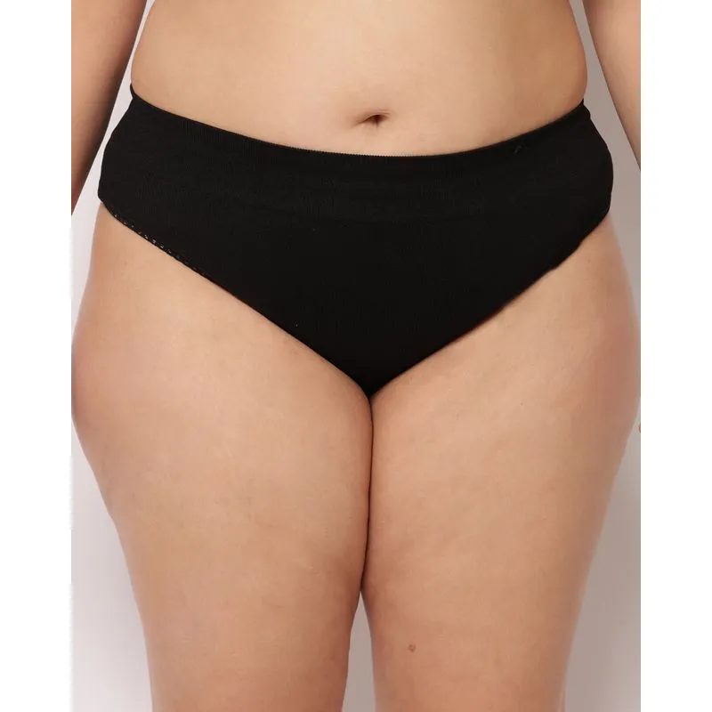 Calcinha Plus Size Cintura Alta Canelada Preto G1