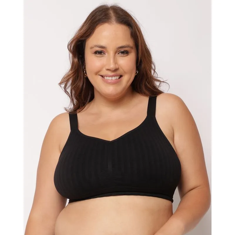 Top Sutiã Plus Size em Tecido Canelado com Bojo Removível Preto G1