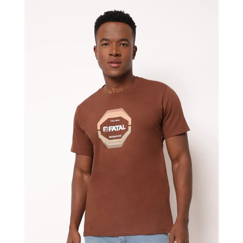 Camiseta Masculina Fatal Algodão Manga Curta Marrom GG