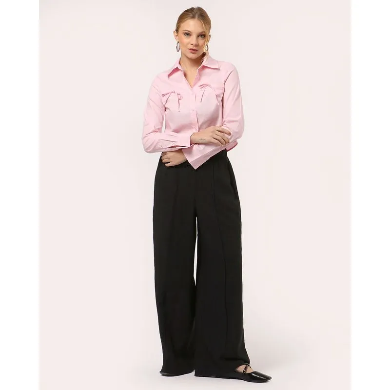 Calça Feminina Berry & Co. Alfaiataria Pantalona Preta GG