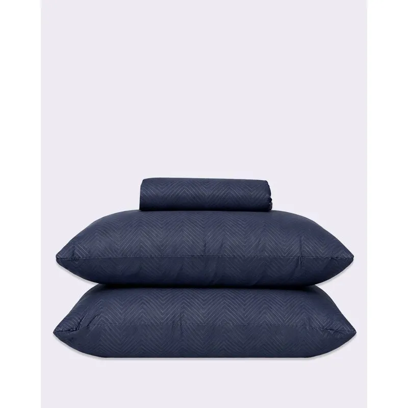 Jogo De Cama Queen Olinda 3 Peças Jacquard Acetinado Marinho UN