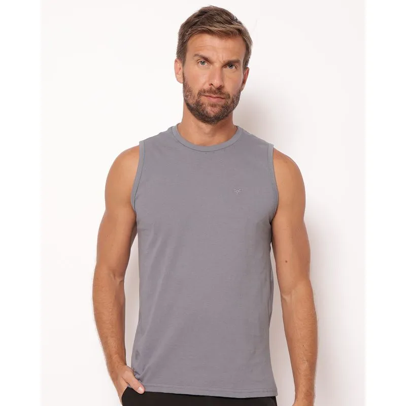 Regata Masculina Algodão Cinza G