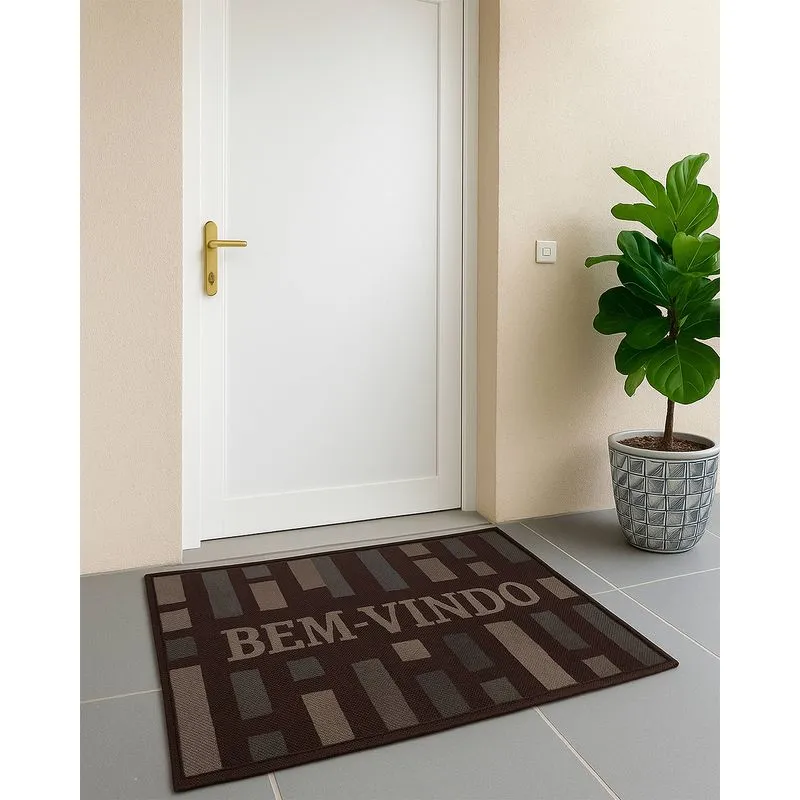 Tapete de Porta 40cm x 60cm Bem Vindo Marrom UN