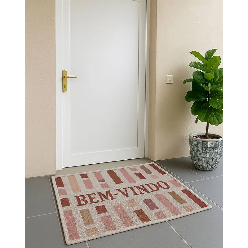 Tapete de Porta 40cm x 60cm Bem Vindo Cinza UN