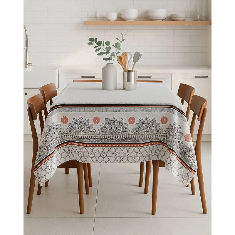 Toalha de Mesa Quadrada Raner 140cm x 140cm Estampada Cinza UN