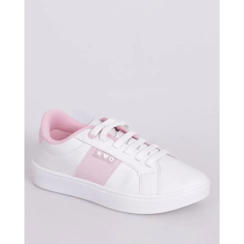 Tênis Infantil Izalu Casual com Cordão Elástico Recorte Glitter Branco 31