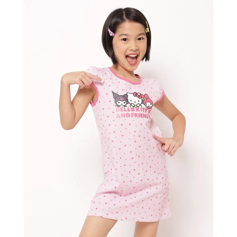 Camisola Infantil Longa Algodão Estampada Hello Kitty Rosa 6