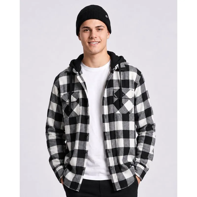 Camisa Masculina Xadrez Flanelada com Capuz Off White P