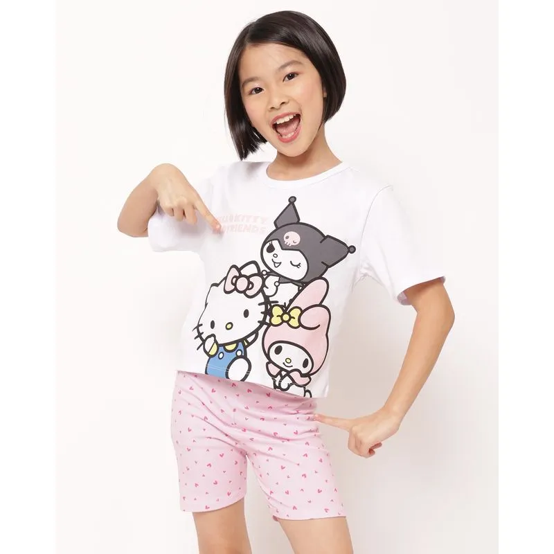 Pijama Infanti Curto Algodão Hello Kitty Branco 4