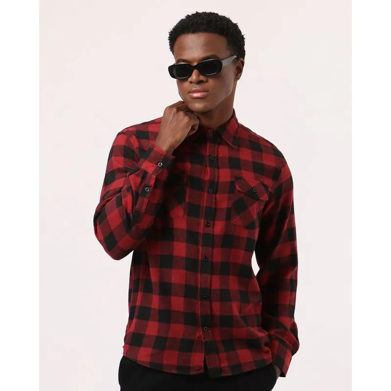 Camisa Masculina Xadrez Flanelada Vermelha GG