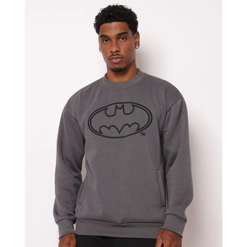 Blusão Moletom Masculino DC Comics Batman Cinza GG
