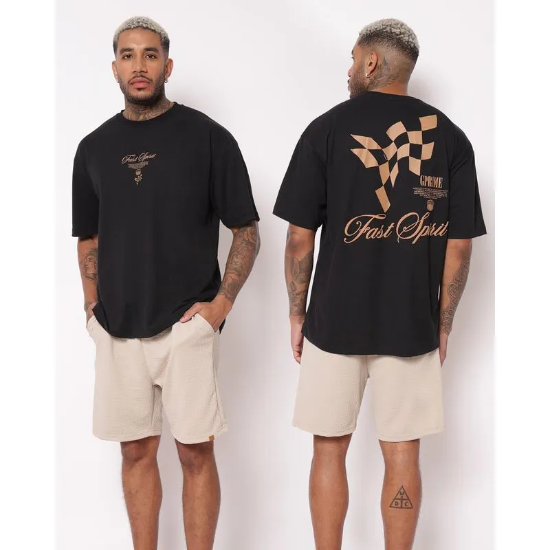 Camiseta Masculina Oversized Texturizada Preta GG