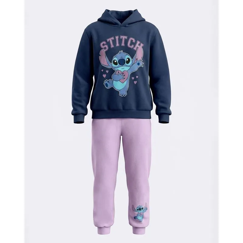 Conjunto Moletom Infantil Algodão Disney Stitch Marinho 4