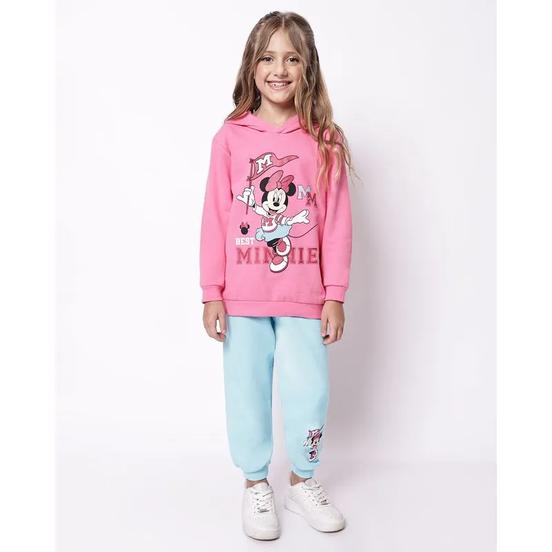 Conjunto Moletom Infantil Algodão Disney Minnie Capuz Rosa 6