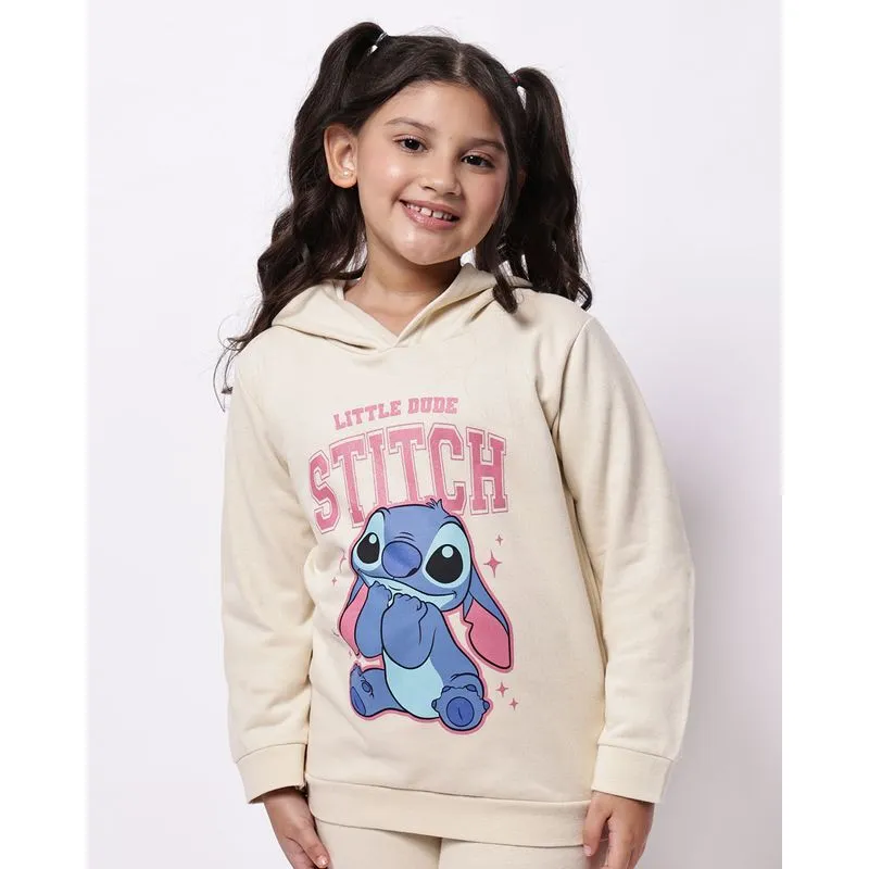 Blusão Moletom Infantil Algodão com Capuz Stitch Bege 10