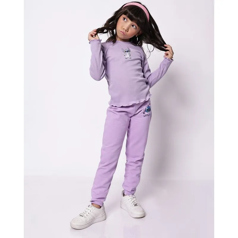 Calça Infantil Moletom Algodão Jogger Stitch Lilás 8