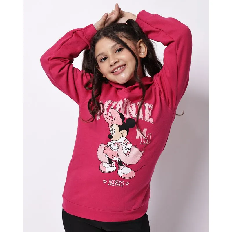 Blusão Moletom Infantil Algodão com Capuz Minnie Rosa 10