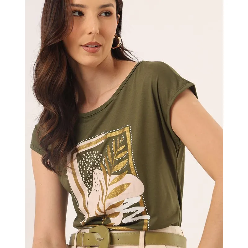 Blusa Feminina Viscose Estampa Positive Mind Verde M