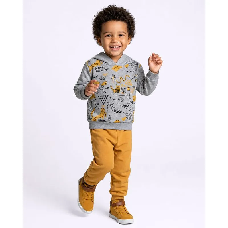 Conjunto Moletom Bebê com Capuz Bichinhos Cinza 3