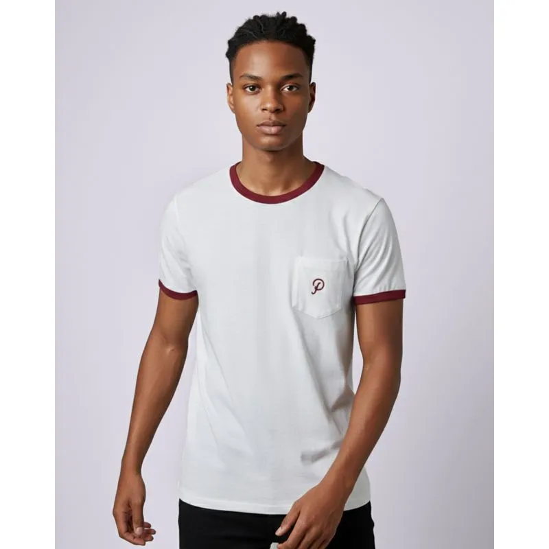 Camiseta Masculina Texturizada com Bolso Frontal Bordado Off White G