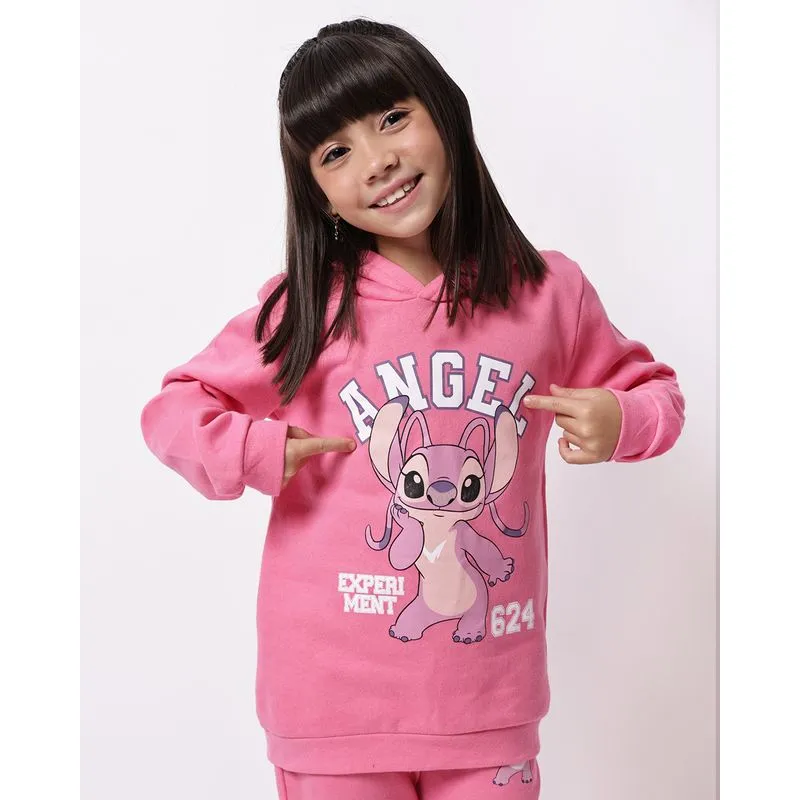 Blusão Moletom Infantil Estampa Angel com Capuz Rosa 6
