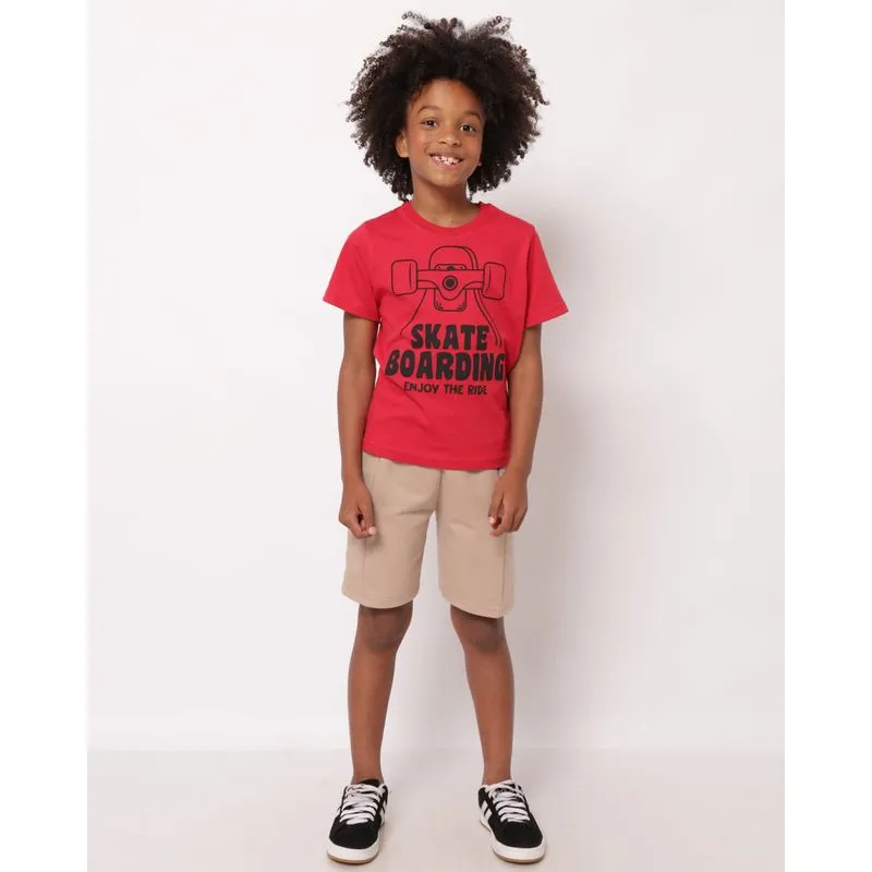 Bermuda Infantil Moletinho com Bolso Bege 6