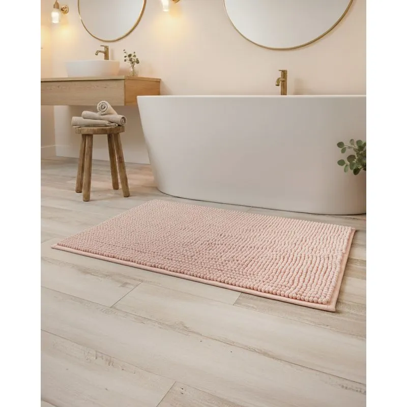 Tapete Banheiro 40cm x 60cm Bolinhas Felpudo Rosa UN