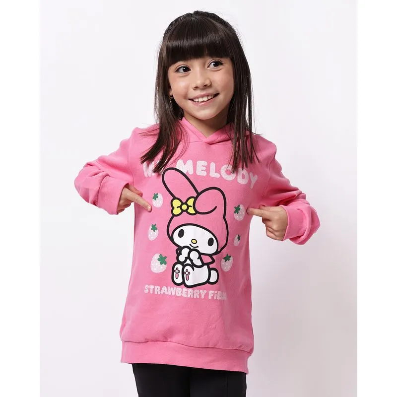 Blusão Moletom Infantil Estampa My Melody com Capuz Rosa 6