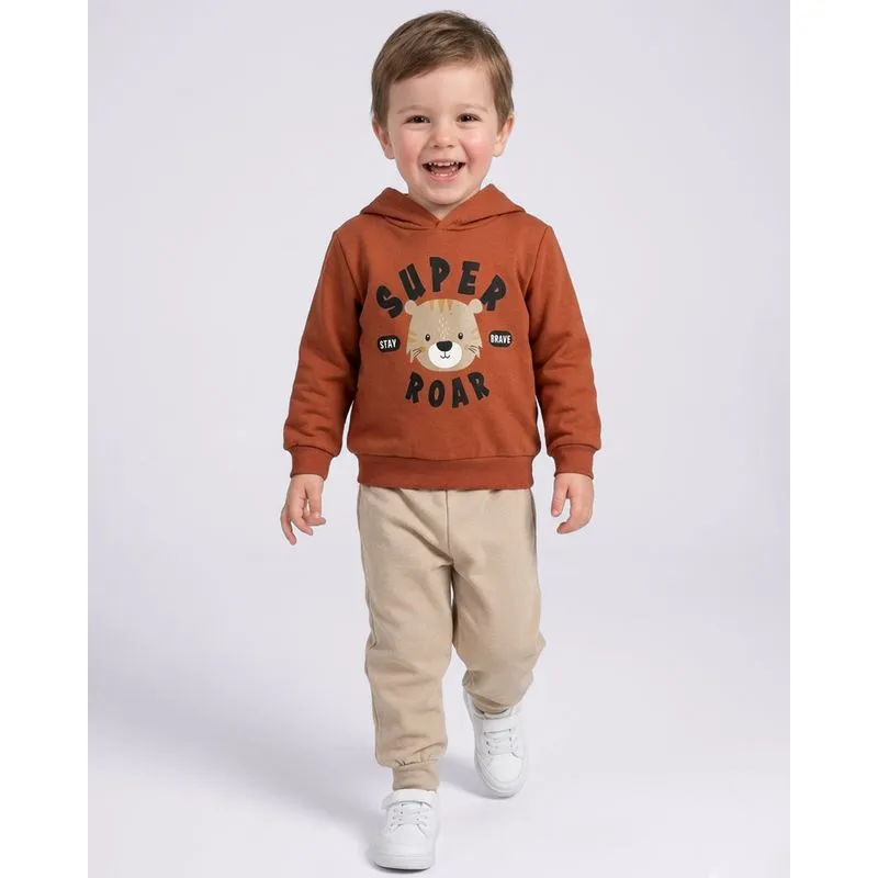 Conjunto Moletom Bebê com Capuz Urso Marrom 1