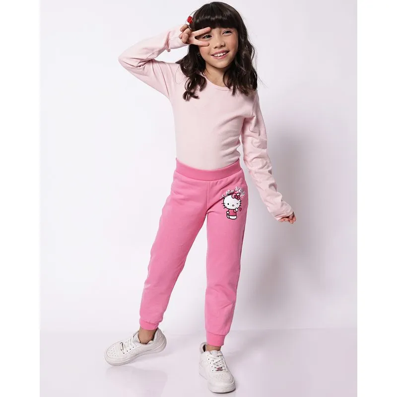 Calça Moletom Infantil Algodão Hello Kitty Rosa 14