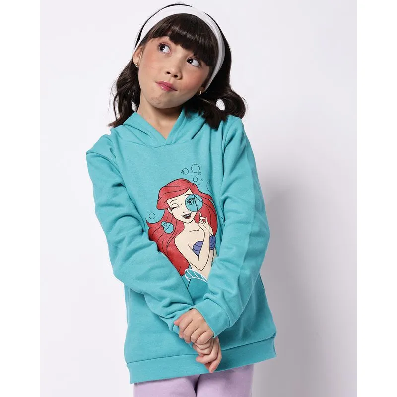 Blusão Infantil Moletom Algodão Ariel Disney Verde 14
