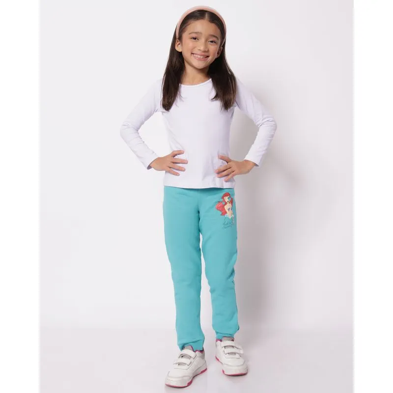 Calça Moletom Infantil Pequena Sereia Ariel Verde 4