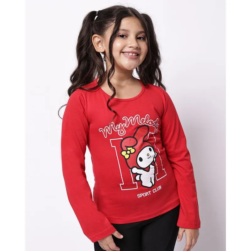 Blusa Infantil Algodão My Melody Manga Longa Vermelha 8