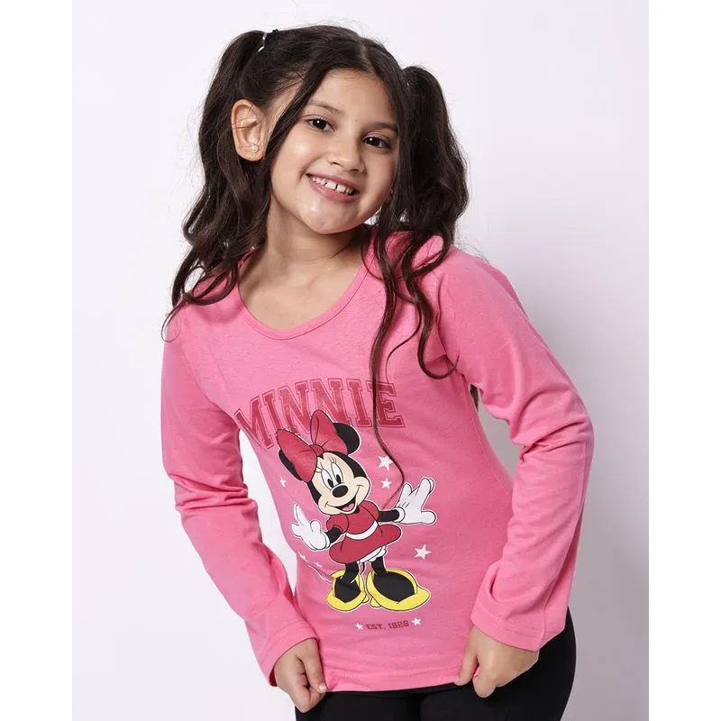 Blusa Infantil Algodão Disney Minnie Manga Longa Rosa 8