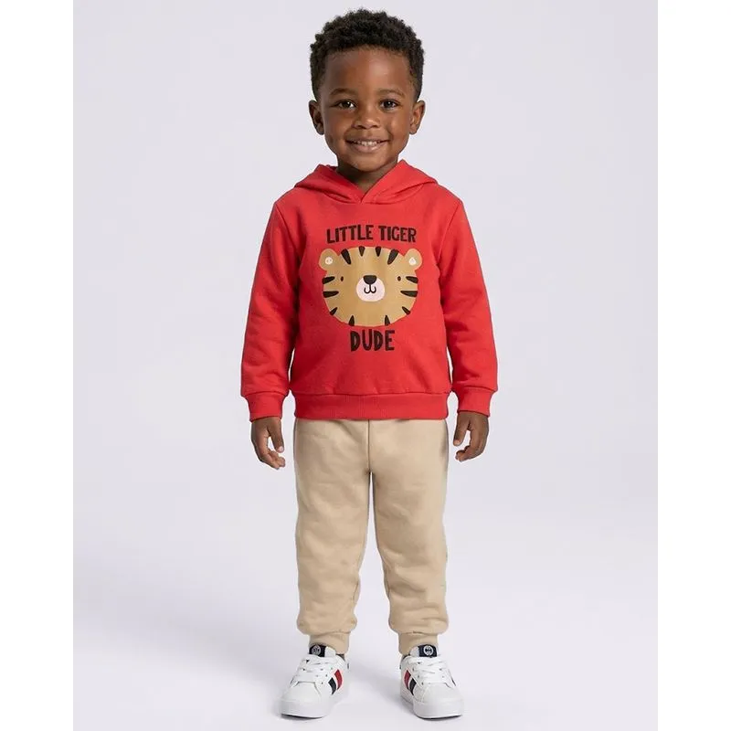 Conjunto Moletom Bebê com Capuz Tigre Vermelho 3