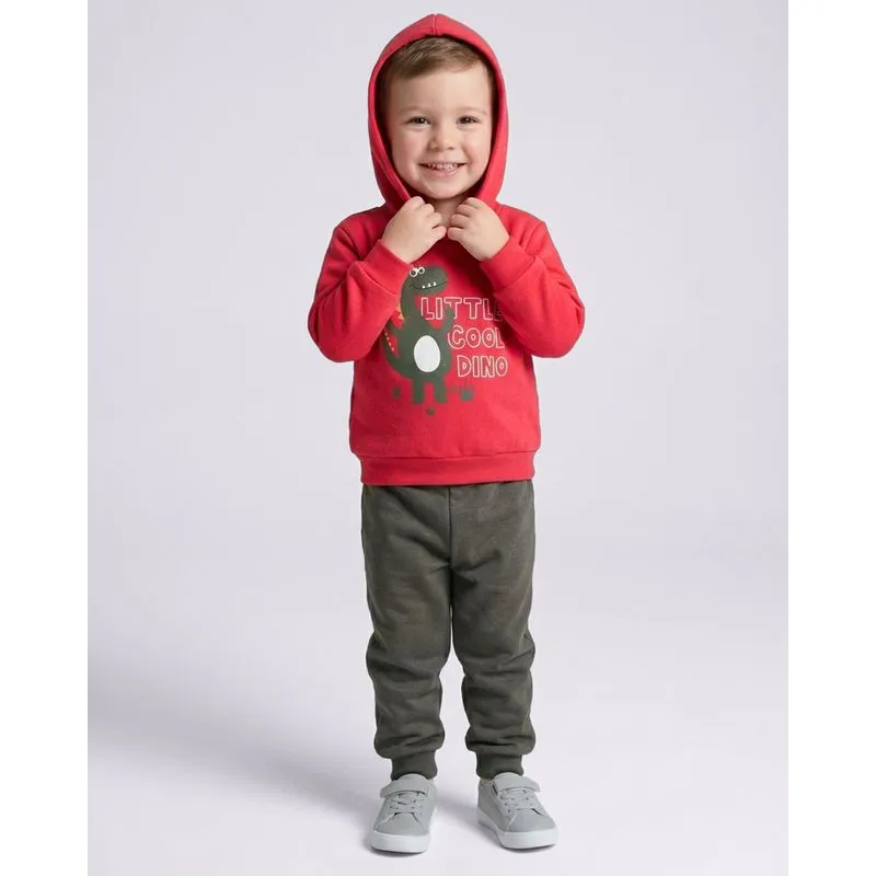 Conjunto Moletom Bebê com Capuz Dinossauro Vermelho 3