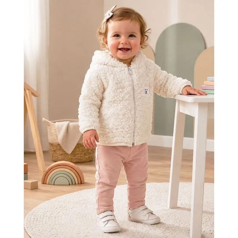 Jaqueta Bebê Sherpa com Capuz Orelinhas Off White G