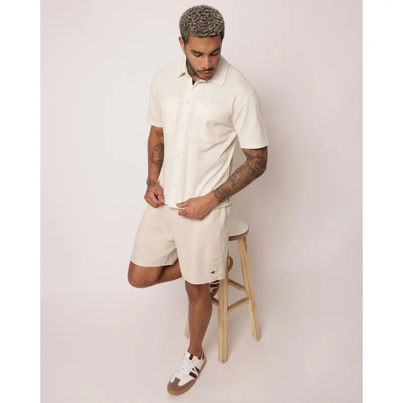 Bermuda Masculina Algodão com Linho Bege M