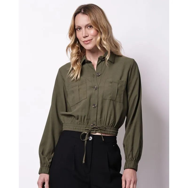 Casaco Feminino Berry & Co. Alfaiataria com Bolsos Verde P