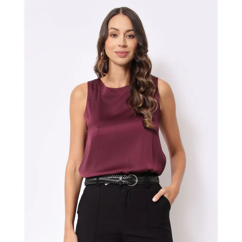 Regata Feminina Berry & Co. Acetinada Texturizada Roxa GG