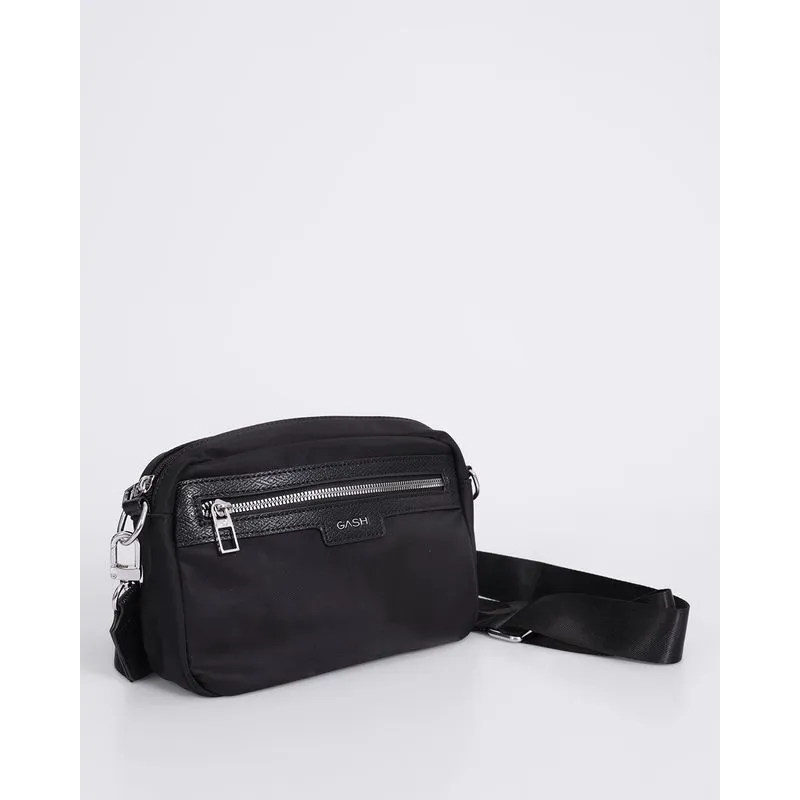 Bolsa Feminina Transversal com Zíper Metálico Preta UN