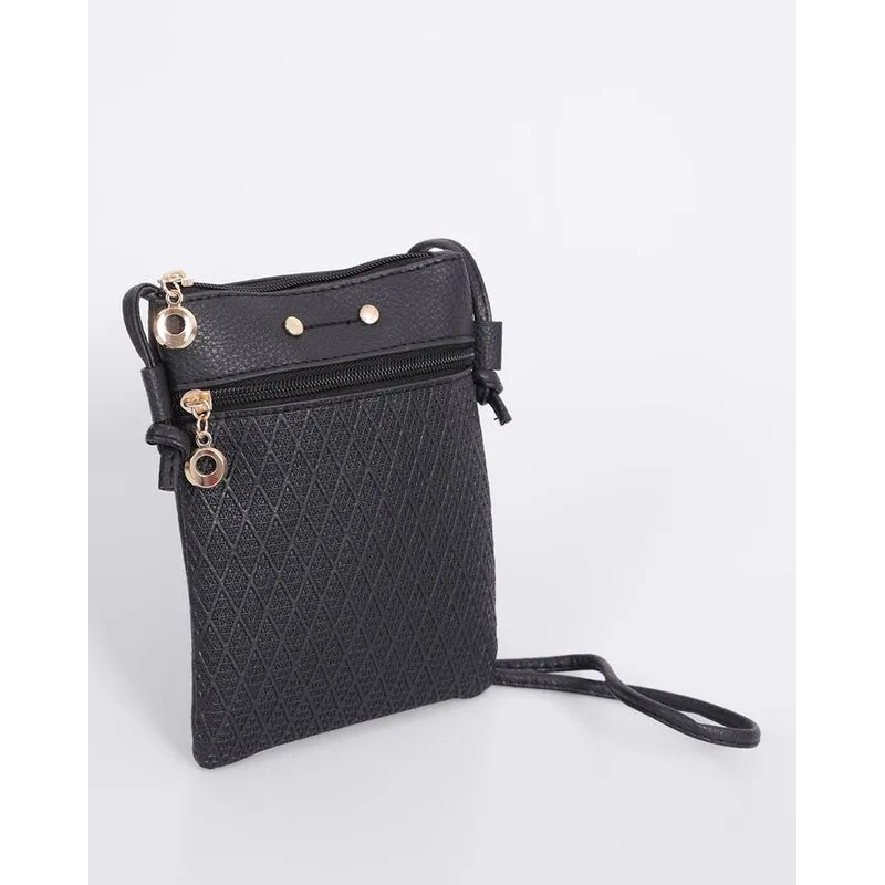 Bolsa Feminina Transversal Texturizada Preta UN